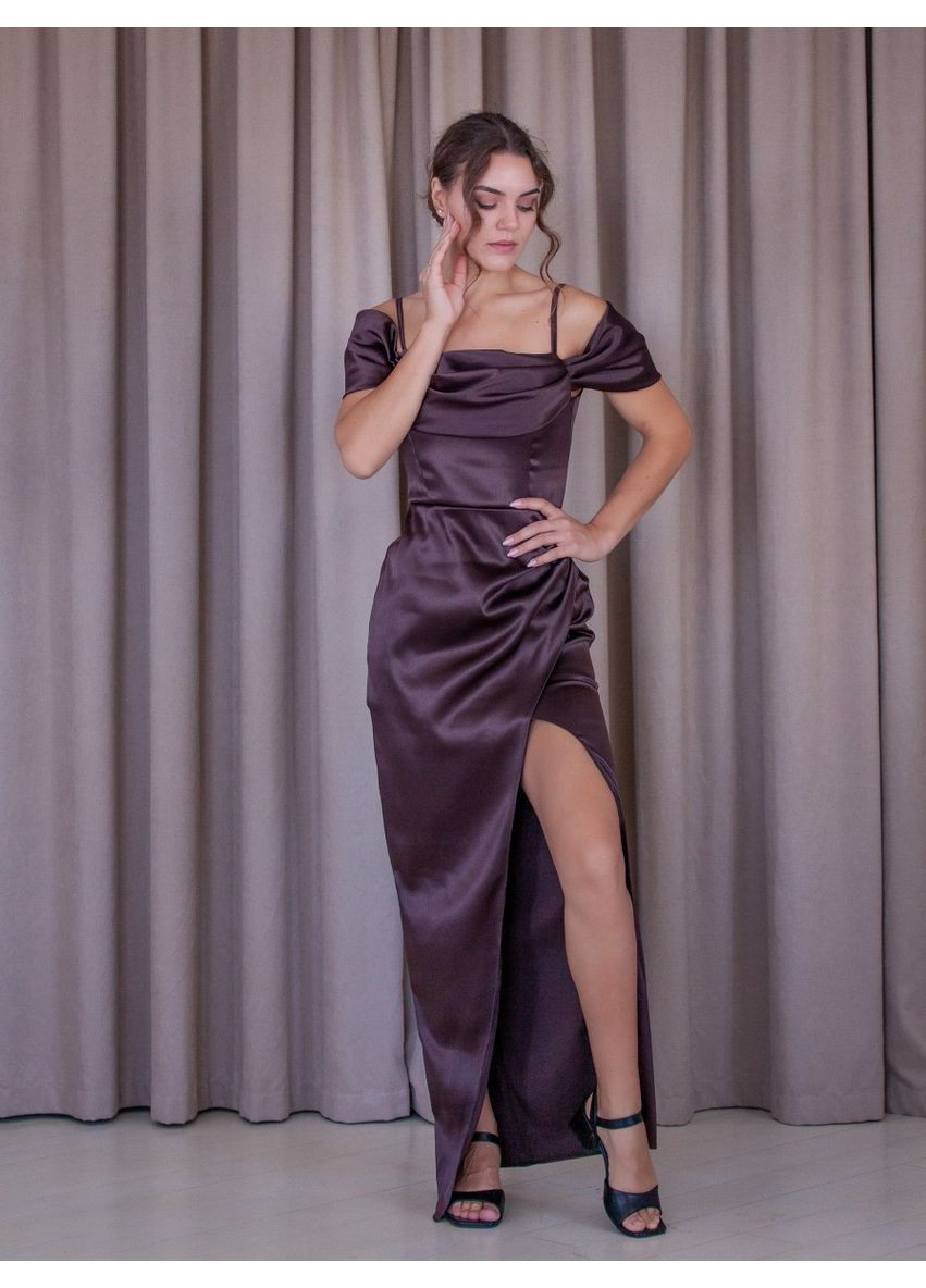 Коричневое вечернее платье футляр WINN однотонное