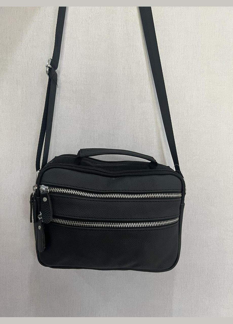 Чоловіча сумка з натуральної шкіри 3925-11BLACK чорна No Brand (370848043)