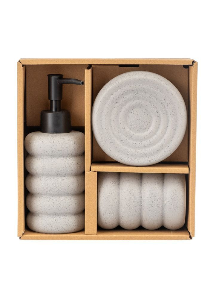 Набор для ванной комнаты Нежный рельеф серый, 19,5 см Home Decor (368782491)