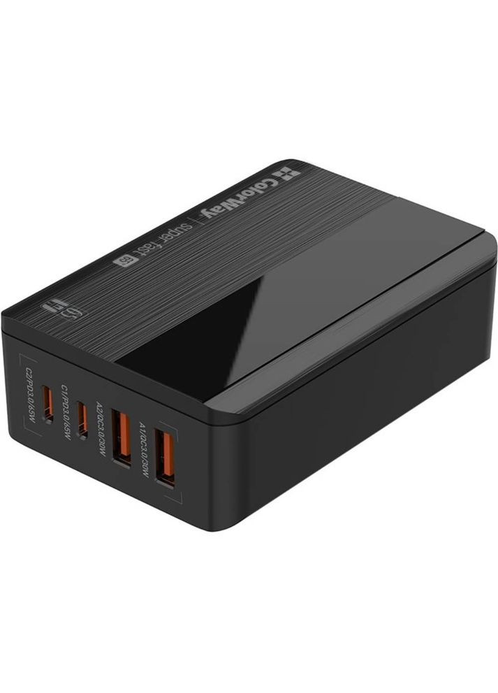 Зарядний пристрій Power Delivery 2 х USB-A + 2 х USB Type-C 65W Black (CW-CHS040PD-BK) Colorway (322915224)