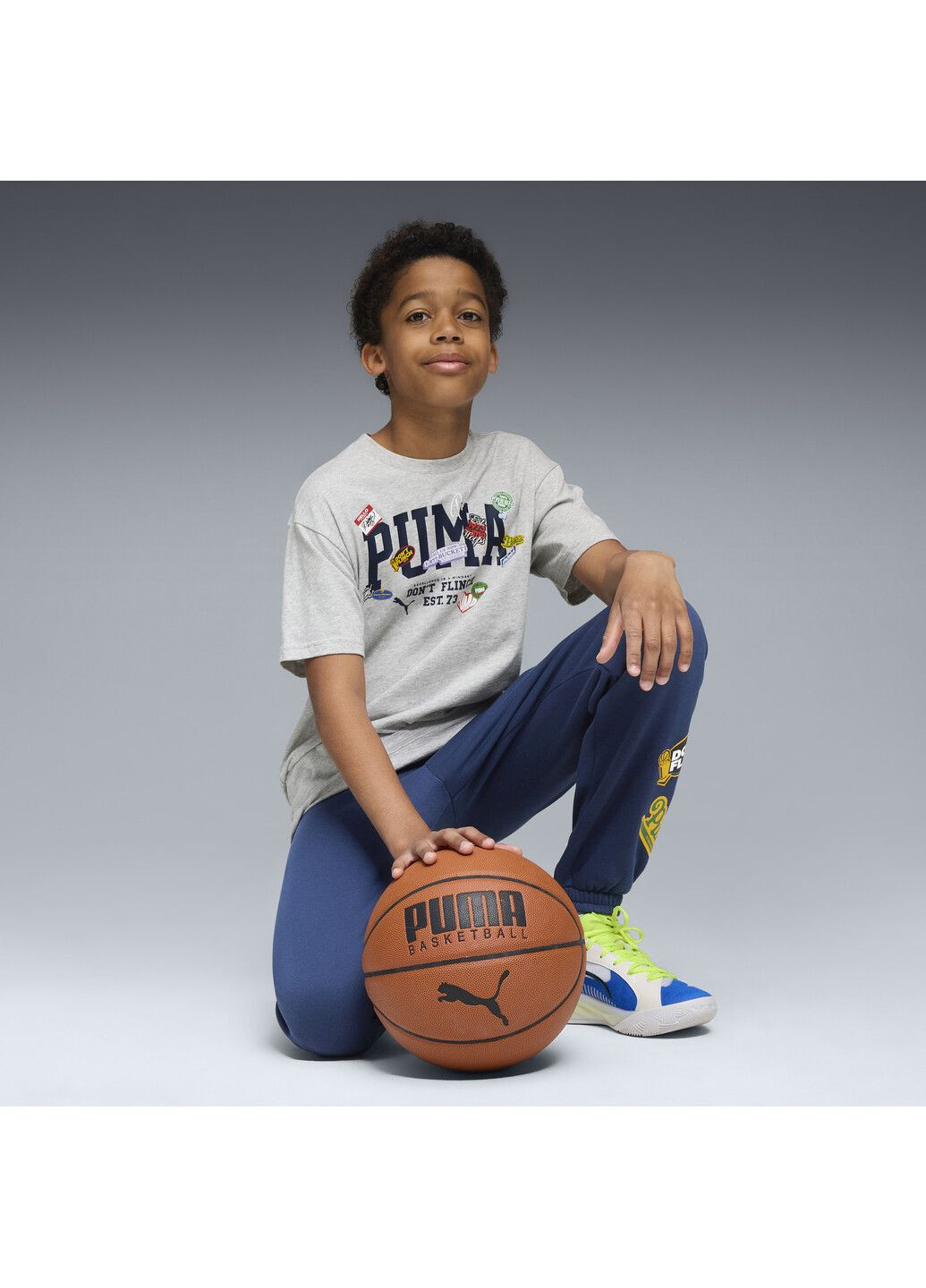 Сіра демісезонна дитяча футболка hooperhotline tee youth Puma