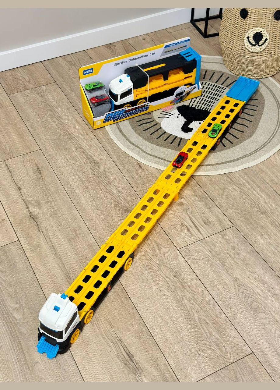 Дитячий ігровий Трейлер автомагістраль E7019 з 2 машинками 1,25 метри Автовоз Fun Game (327217208)