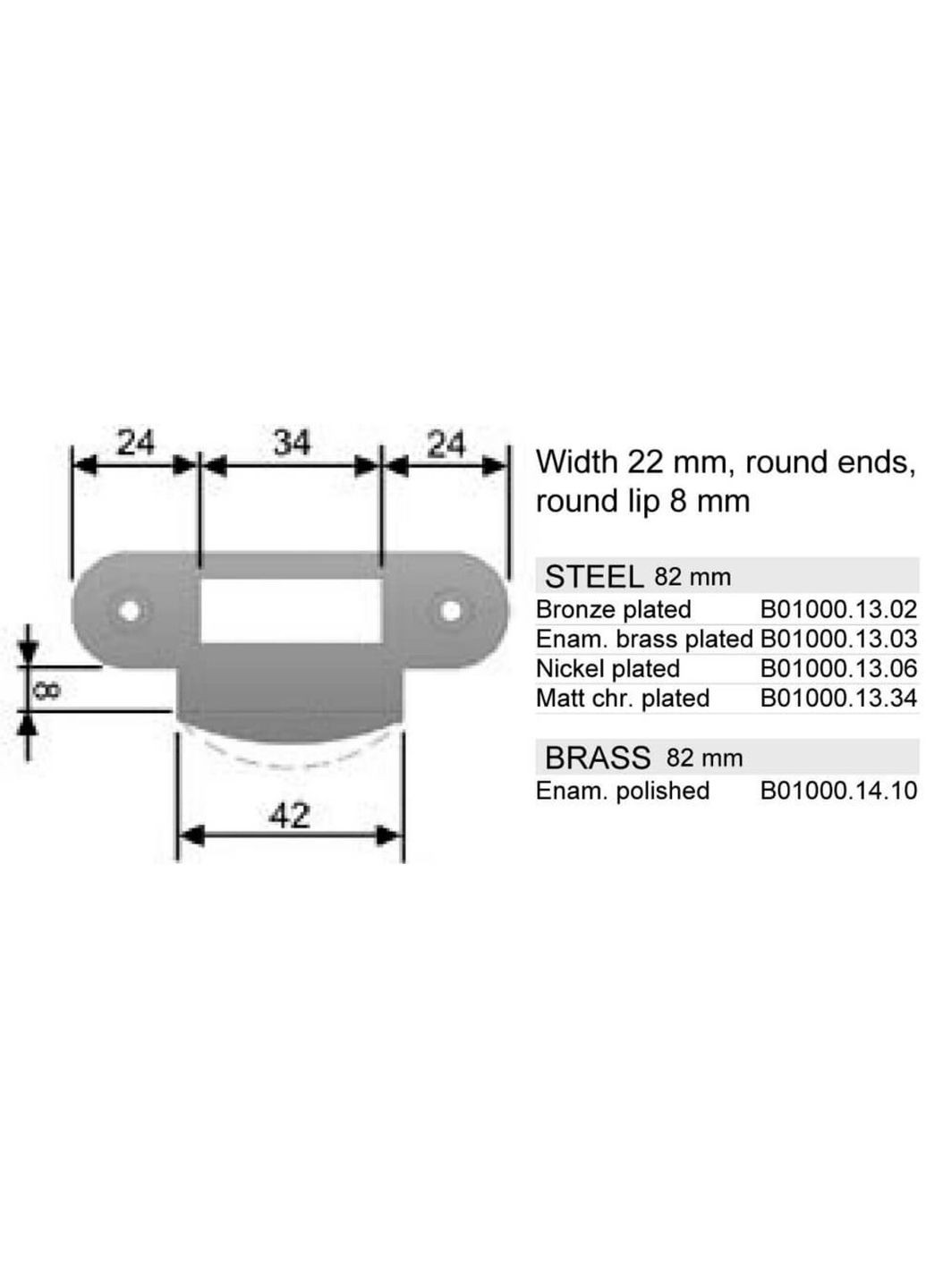 Art. B010001322 Відповідна планка до механізму сум. ант бронза с п/кр отб 8мм AGB (322520228)