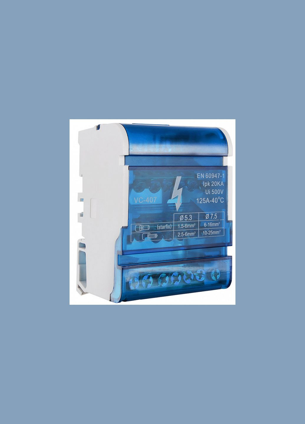 Шина нулевая (кросс-модуль) 4х7 отверстий 125А на DIN-рейку [A0150120020] VC-407 АСКО (344541560)