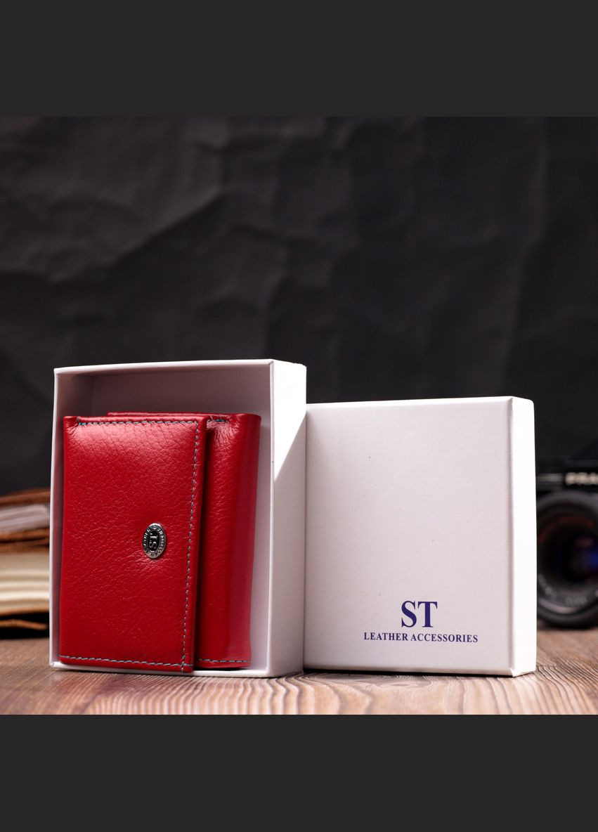 Маленький жіночий гаманець із натуральної шкіри з монетницею 19502 Червоний st leather (306881755)