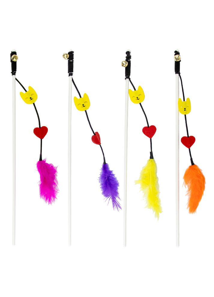 Іграшка AGILITYдля котів вудочка пластик котик з пір'ям та дзвіночком 35 см (*) AGILITY (357075009)