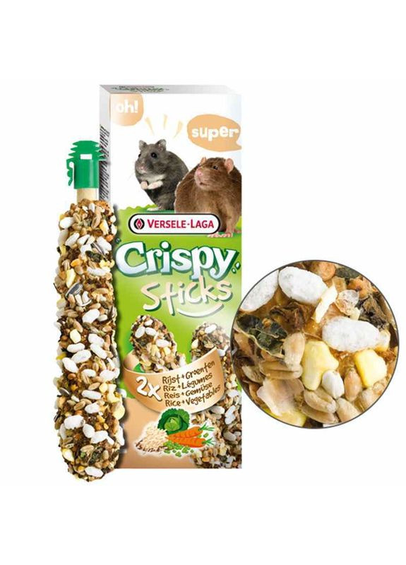 Лакомство "Рис с овощами" для хомяков, крыс и мышей Crispy Sticks Rice&Vegetables - 2х55 г Versele-Laga (327071136)