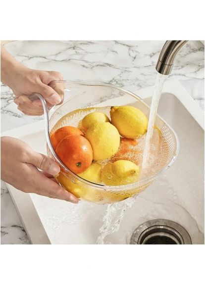 Прозора миска-сито 2 в 1 для фруктів та овочів економія часу та зручність при миття продуктів ProDobro (365442307)