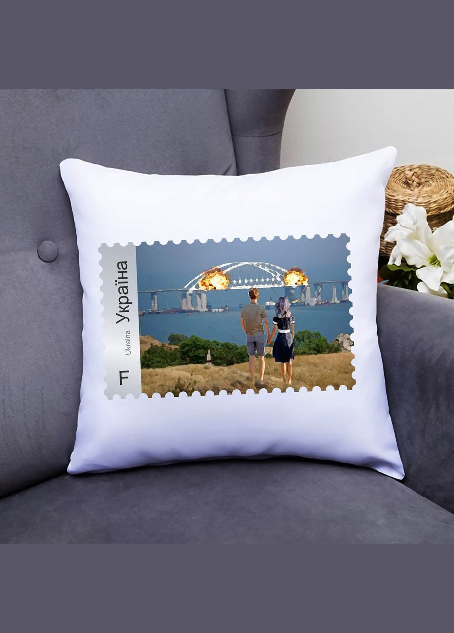 Декоративна подушка з патріотичним принтом "Пощова марка. Кримський міст "Push IT" Кавун (316095914)