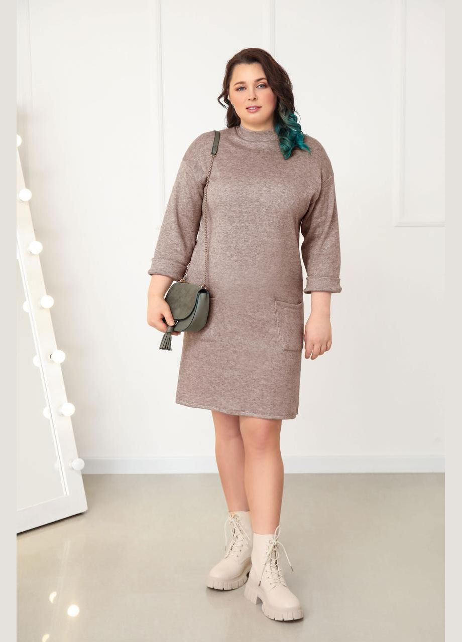 Кофейное теплое платье из двухсторонней ангоры Fashion Girl