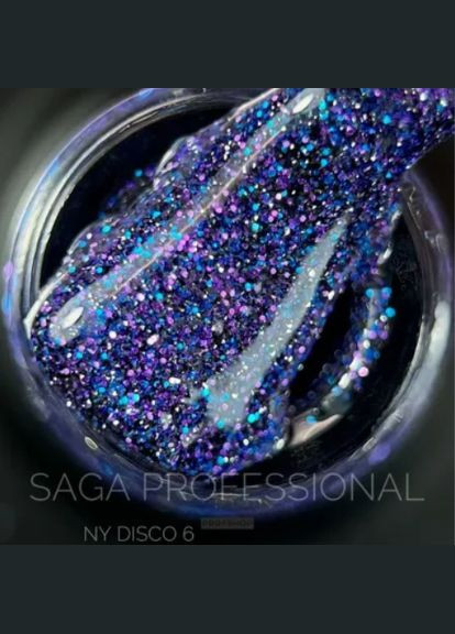 NY DISCO 6 Світловідбиваючий гель лак, синій. Гель лак New York Disco 6 Saga (342376525)