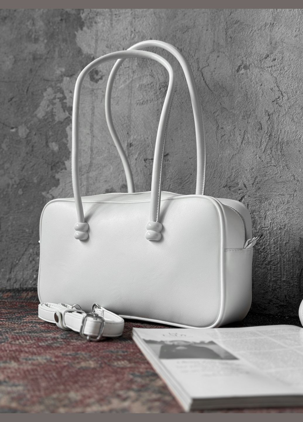 Стильная женская сумка прямоугольная белая Freedom (335980438)