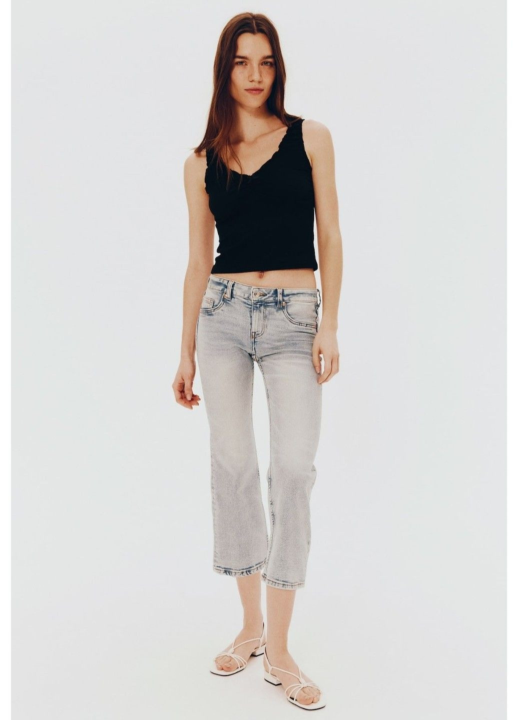 Женский приталенный топ из трикотажа (58361) XXS Черный H&M (337498892)