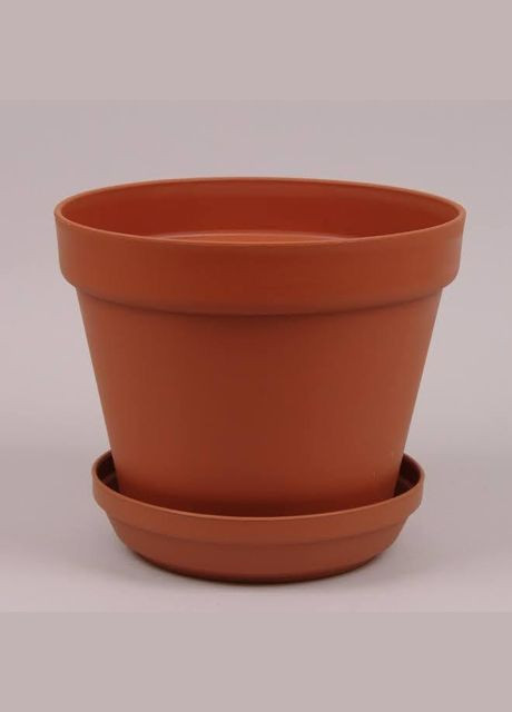 Горщик пластмасовий з підставкою Glinka теракотовий 11 см 90370 Flora (311569216)