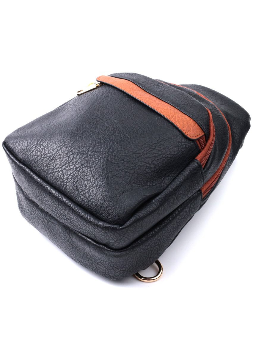 Зручна жіноча сумка через плече з отвором для навушників з екошкіри 22787 Чорний Vintage (304533834)