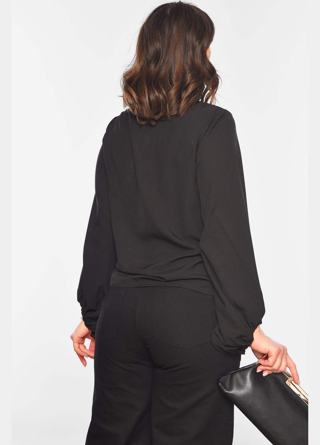 Чёрная блуза женская чёрного цвета с баской Let's Shop