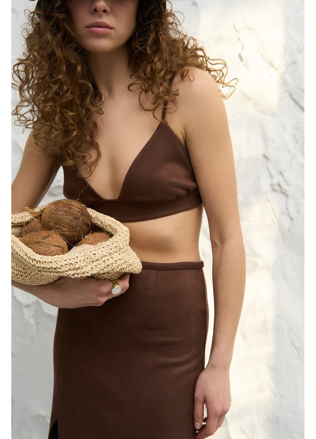 Топ женский на лето на завязках замша CUBA коричневый Handy Wear (329447824)