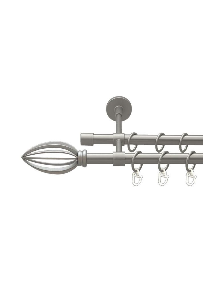 Карниз Пантеон металлический двухрядный закрытая гладкая труба Сатин 16\16 мм 300 см (00-00022640) ORVIT (300692379)