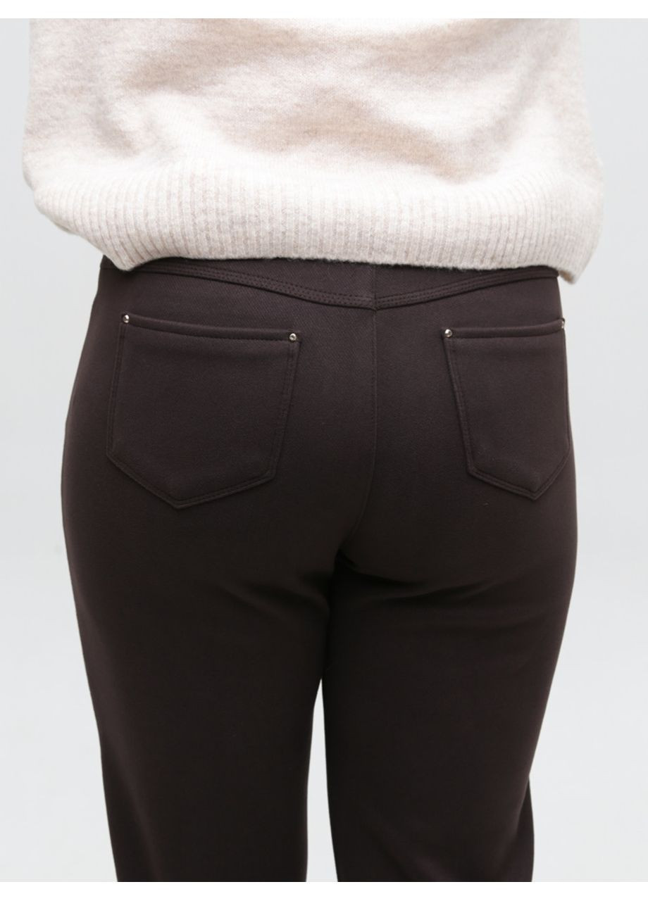 Штани жіночі коричневі МОМ теплі на резинці Estensivo MOM (365813798)