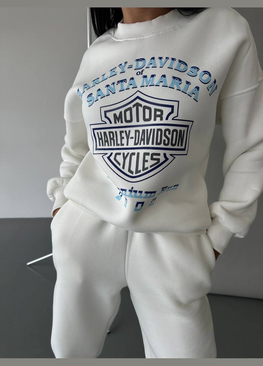 Молочний світшот жіночий напис без декору (302528063)