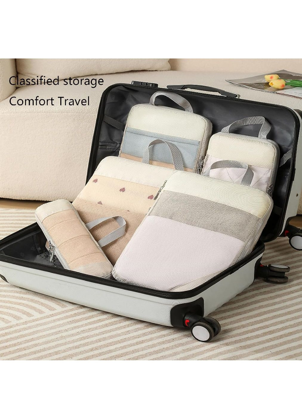 Комплект дорожніх органайзерів для зберігання одягу речей аксесуарів взуття в дорозі подорожі 10 штук (476923-Prob) Сірий Unbranded (292630653)