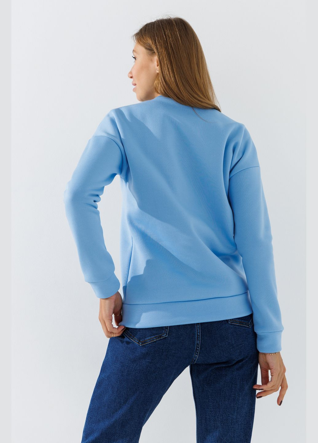 Голубой свитшот однотонный женский 848 голубой (2000990732934w) shop (2000990732934) (307055691)