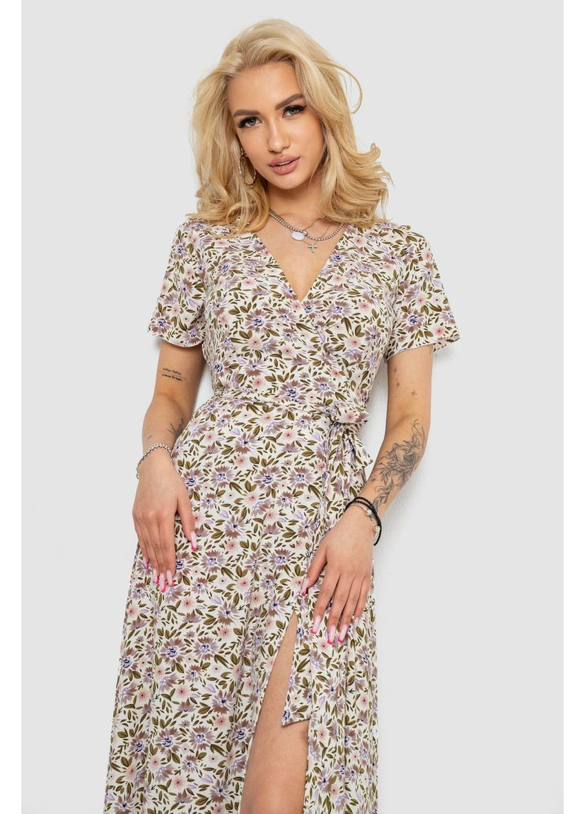 Светло-бежевое повседневный сарафан с цветочным принтом, 241r179 Ager однотонное