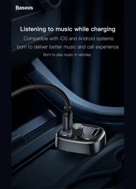 FM-модулятор T оборудован Bluetooth FM S-09 |2USB, 2.4A/1A| Black Baseus (301090341)
