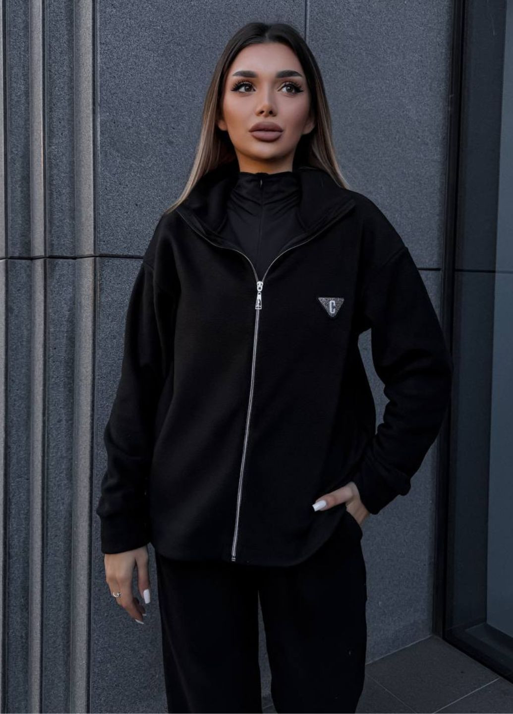 Базовий повсякденний демісезонний костюм двійка: кофта на блискавці + штани Allthings (363987692)