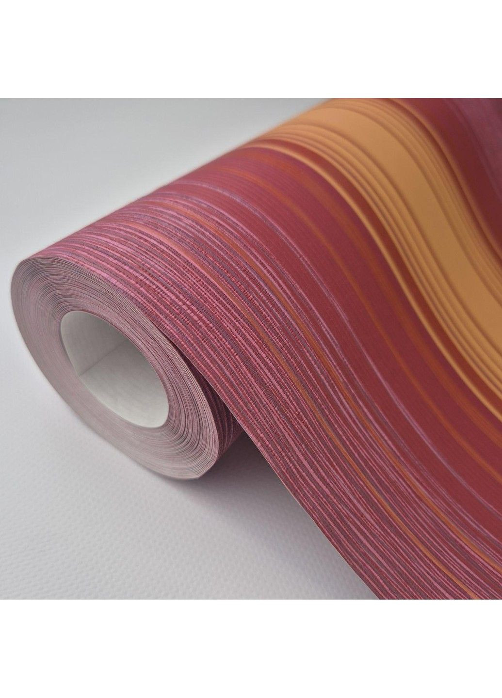 Виниловые обои 10.05 × 0.53 м Homestory 54623, красно-оранжево-розовые в полоску для спальни, гостиной MARBURG (354820372)