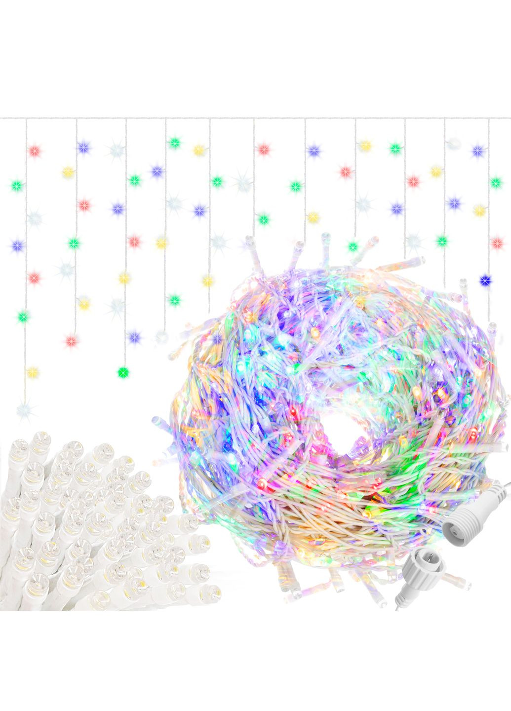 Гирлянда бахрома уличная (наружная) 20 м 500 LED + Flash CL0519 Mix Springos (315781189)