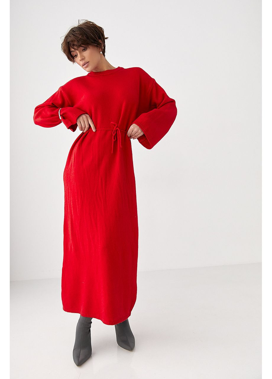 Червона довга в'язана вільна сукня Lurex