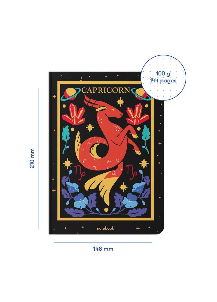 Блокнот в точку «Знак зодиака — Козерог» черный 210х148мм 144 страниц Orner (335820921)