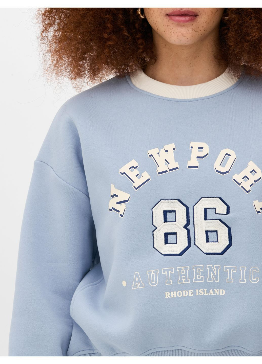 Голубой свитшот флис,голубой с принтом, Primark (368157744)