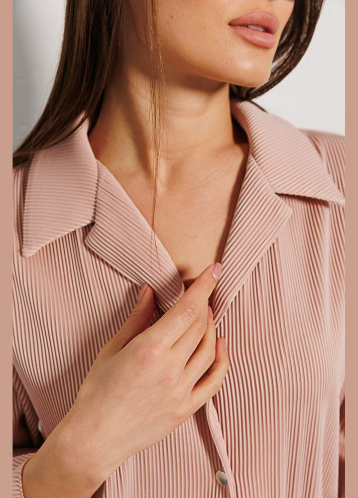 Жіноча плісована сорочка світло-бежева з укороченими рукавами Arjen (289842146)