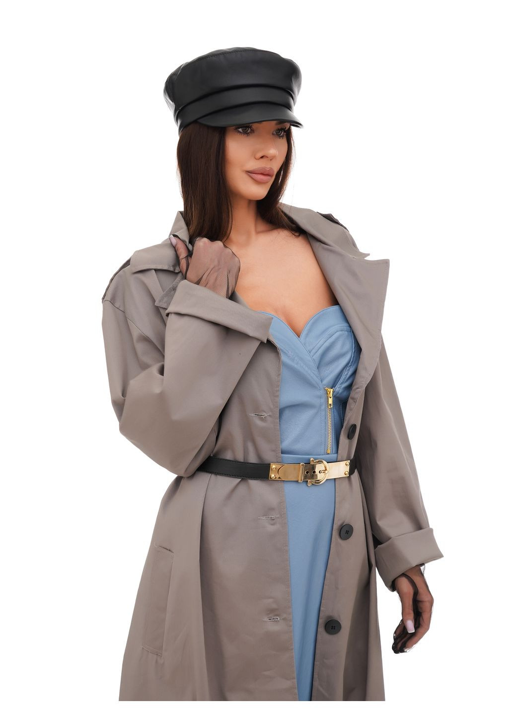 Женская кепка-фуражка, кожаная, чёрная — эффектный акцент в любом образе VECONS Фуражка (321971357)