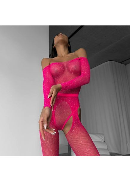 Рожевий демісезонний комплект зі стразами боді колготи sexy onesize (1-113 5-3) No Brand
