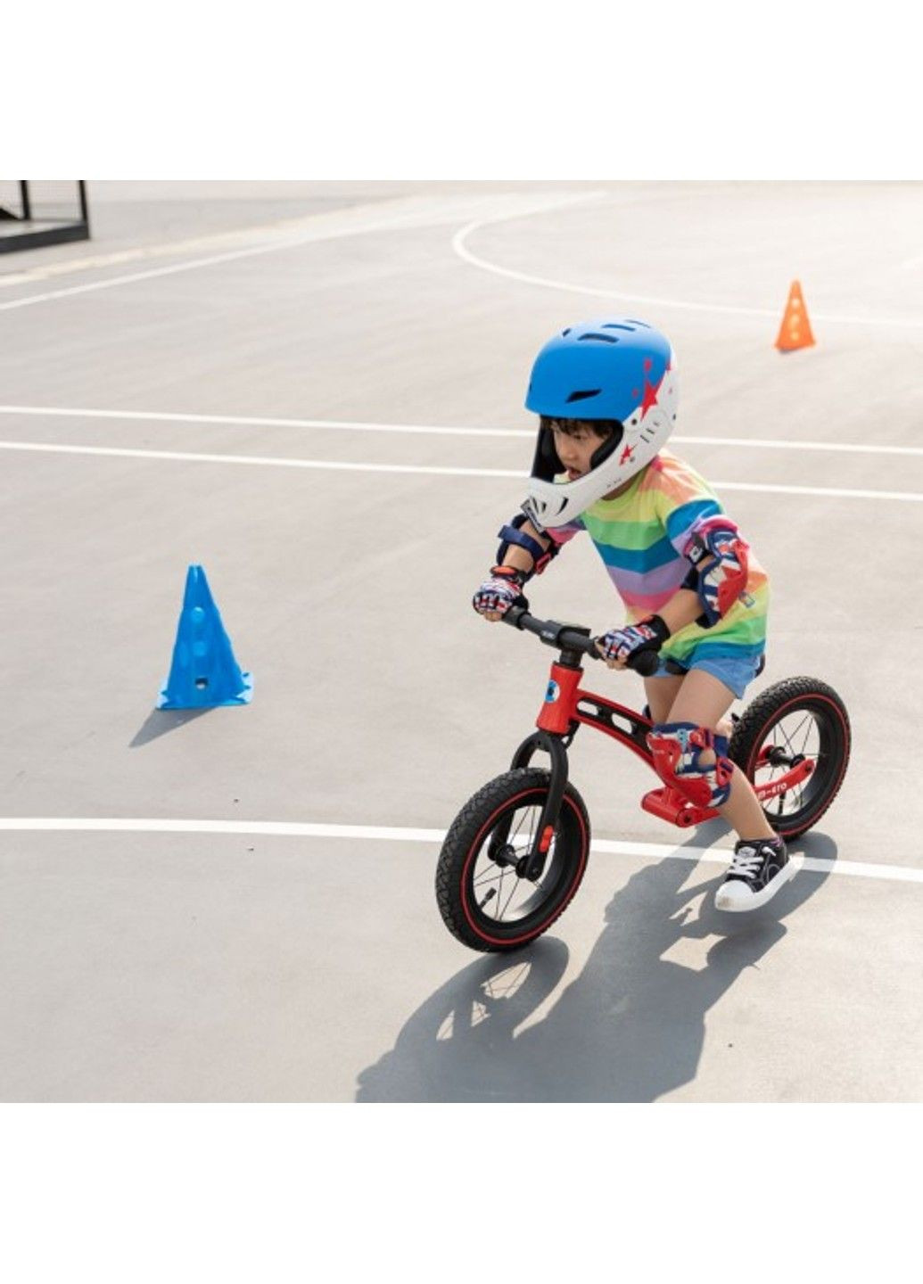 Защитный гоночный шлем - Бело-голубой (50-54 cm) Micro (331173797)