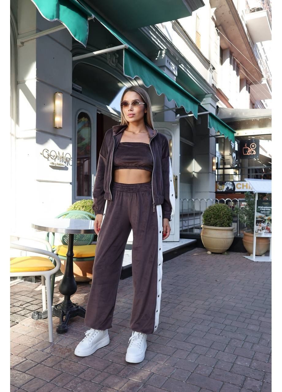 Жіночий велюровий костюм- трійка No Brand (370032287)