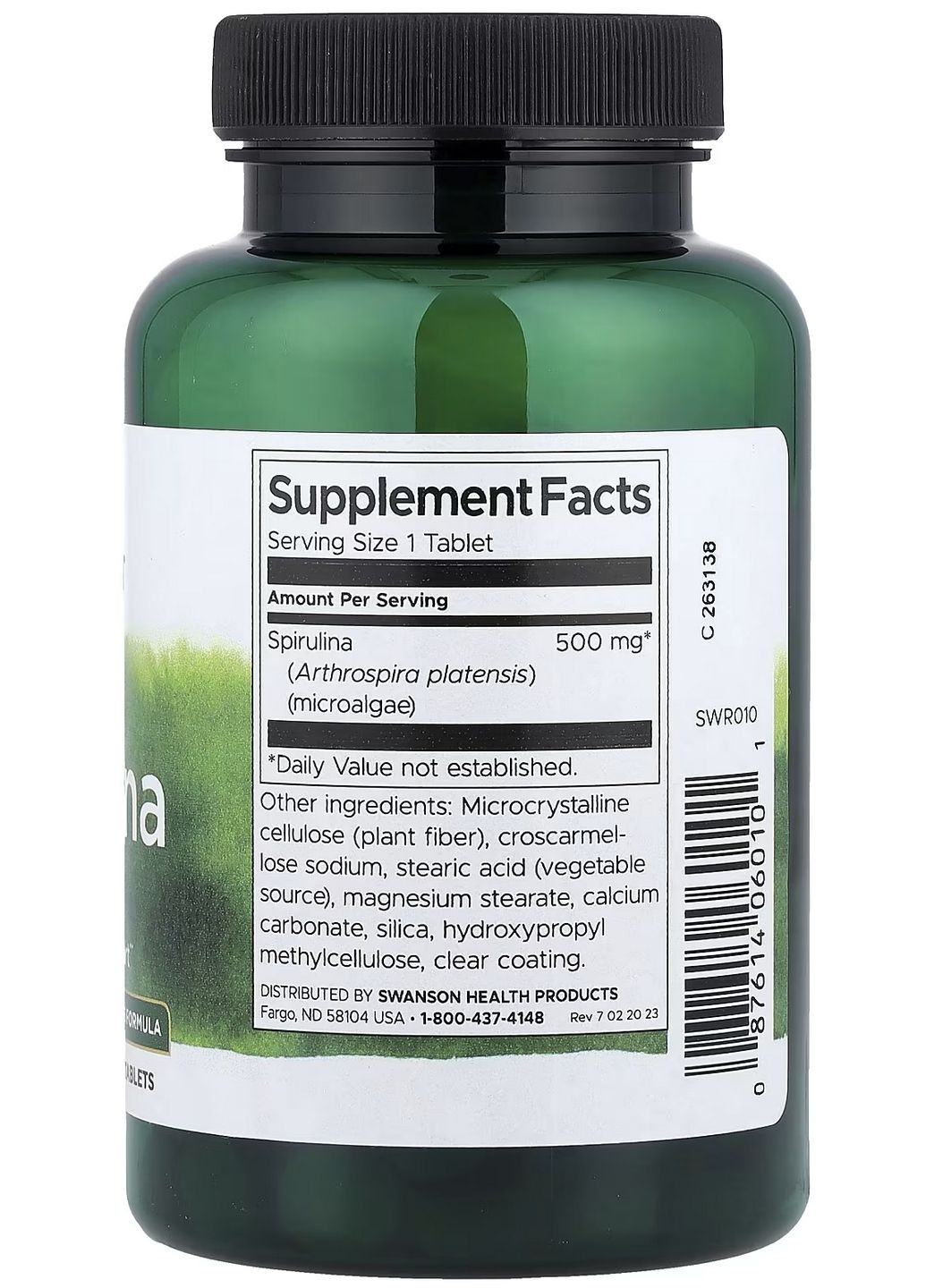 Спіруліна, 500 мг, 180 таблеток - натуральне джерело білка та хлорофілу, для енергії та зміцнення імунітету Swanson - (352197210)