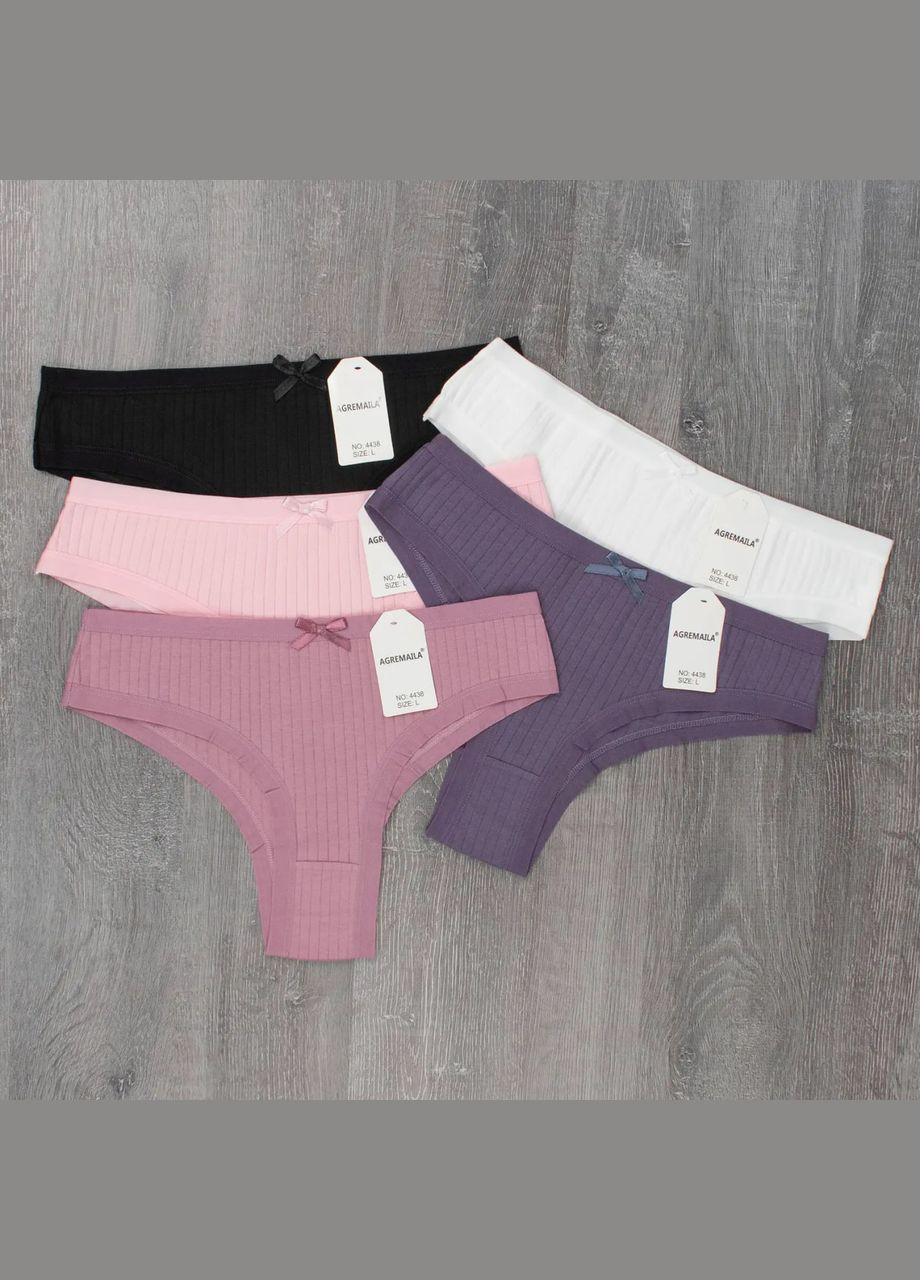 Набір жіночих трусиків танга в рубчік 5 шт No Brand Танга (315723387)