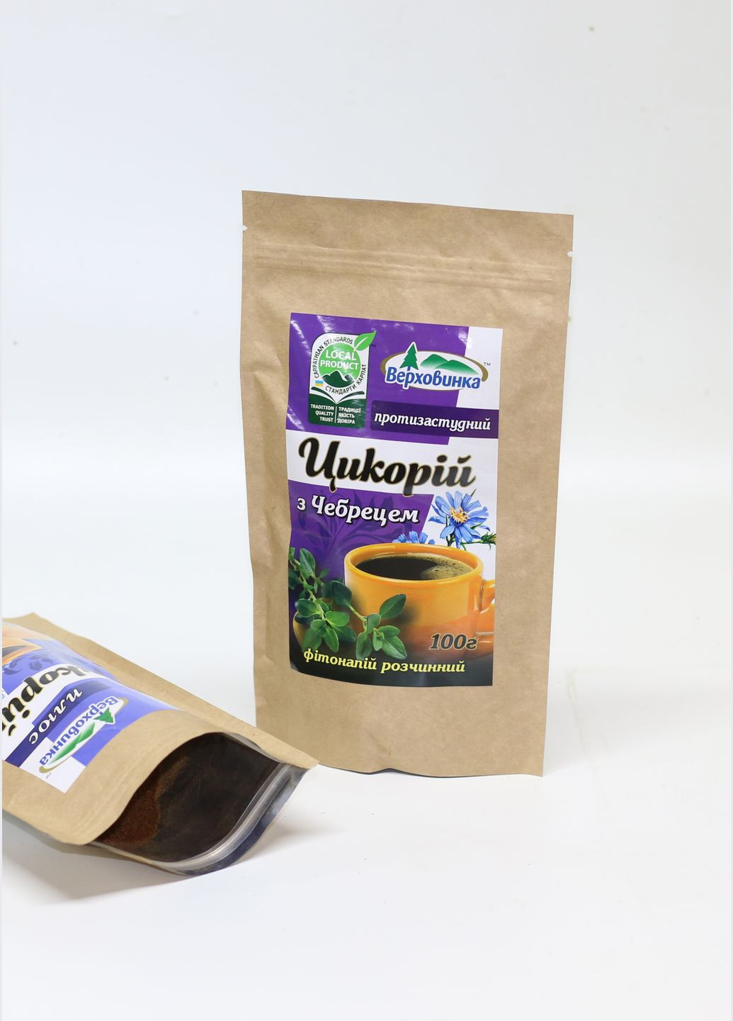 Цикорий растворимый с экстрактом чабреца «Верховинкас», 100 г. Натуральный фитонопий без кофеина. No Brand цикорій розчинний (338620599)