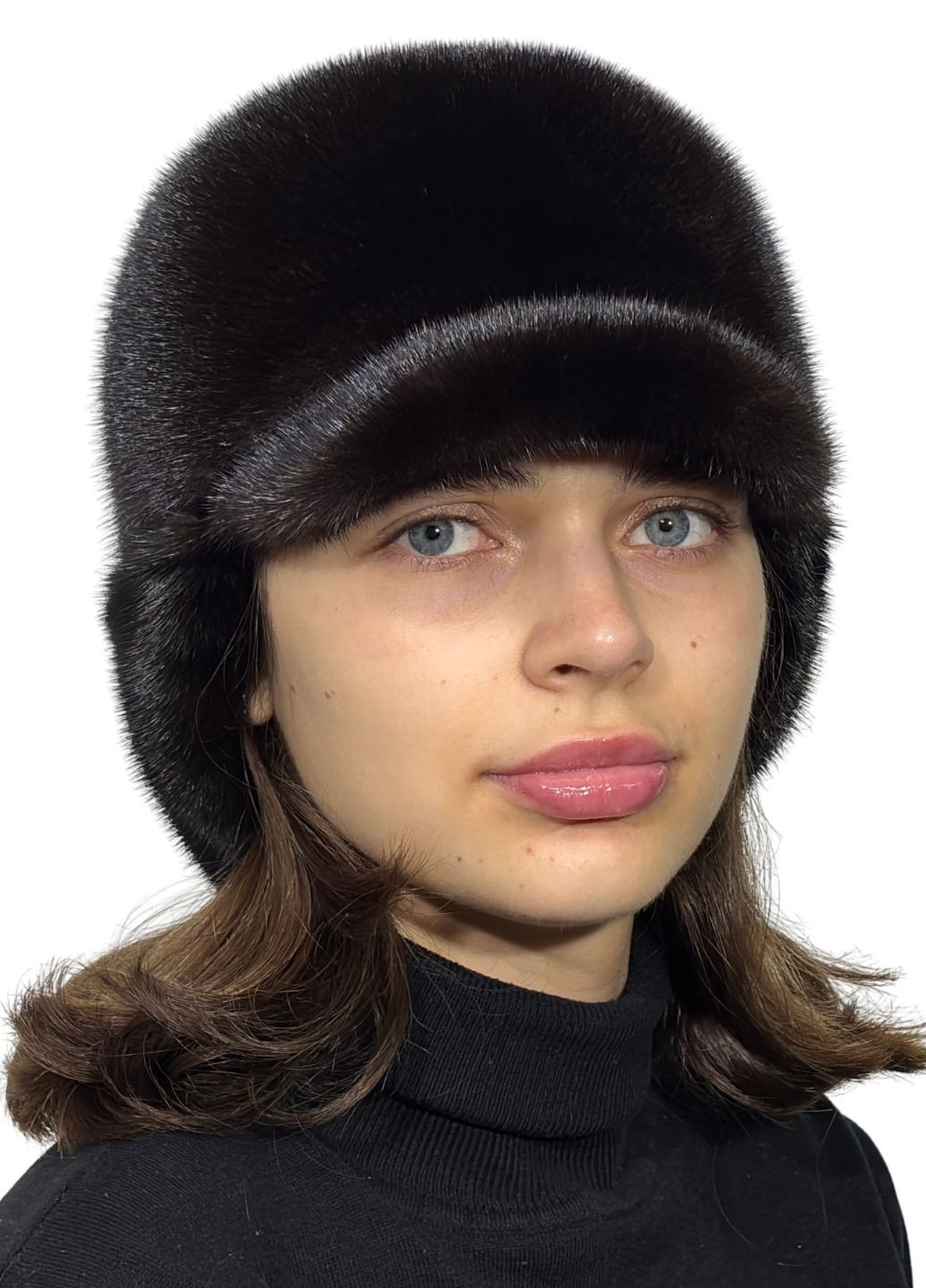 Женская меховая шапка ушанка с козырьком из натурального цельного меха норки Меховой Стиль Ушанка с козырьком (367854339)