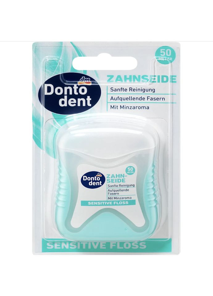 Зубна нитка для чутливих зубів 50 м Zahnseide sensitive Floss, 1 St Dontodent (366569813)