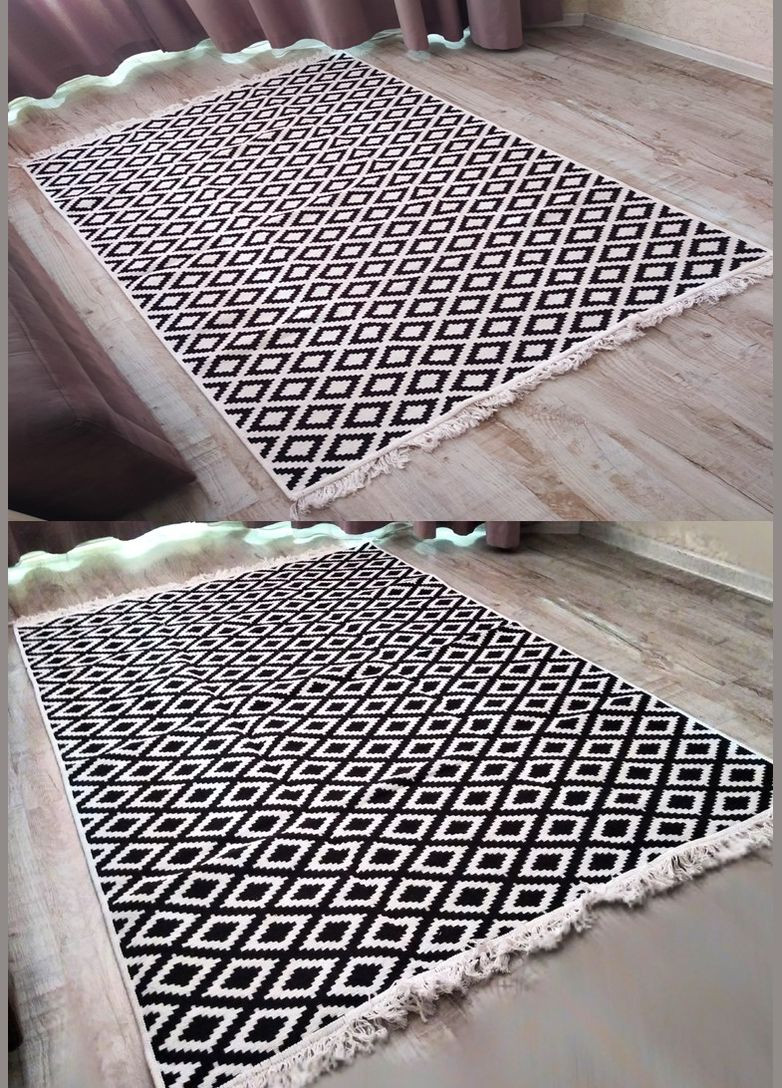 Килим Doll 120х180 см black and white універсальний двухсторонній TC303375536 TURComFor (301766529)