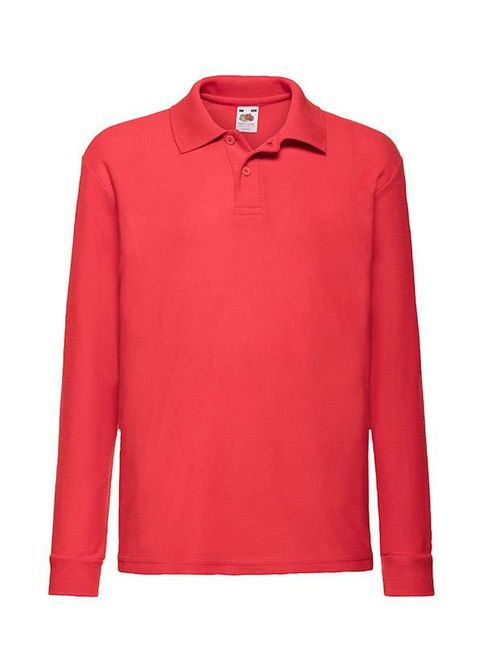 Красная летняя футболка поло детская 65/35 long sleeve polo kids красный (0632010/140116) Fruit of the Loom