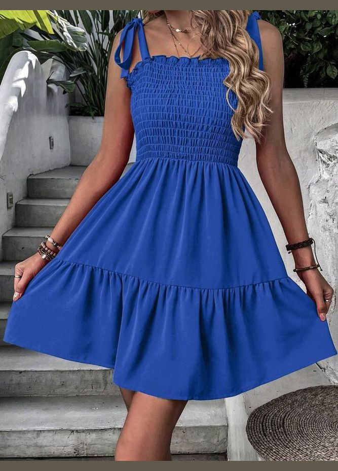 Синее кэжуал платье No Brand однотонное