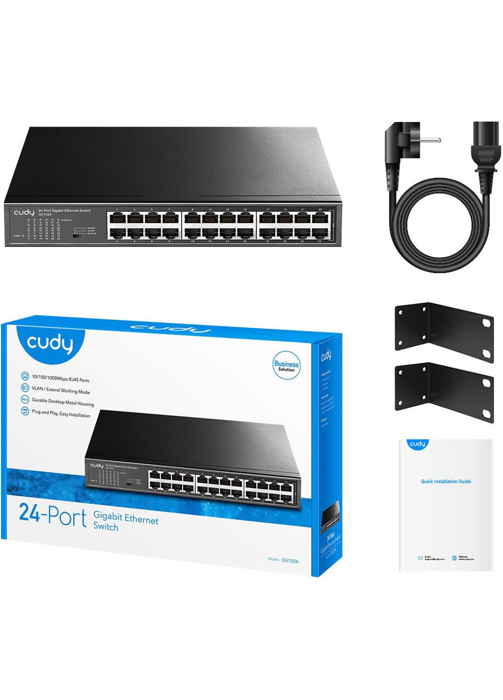 Комутатор GS1024, 24 портовий Gigabit Metal Switch Cudy (314980241)