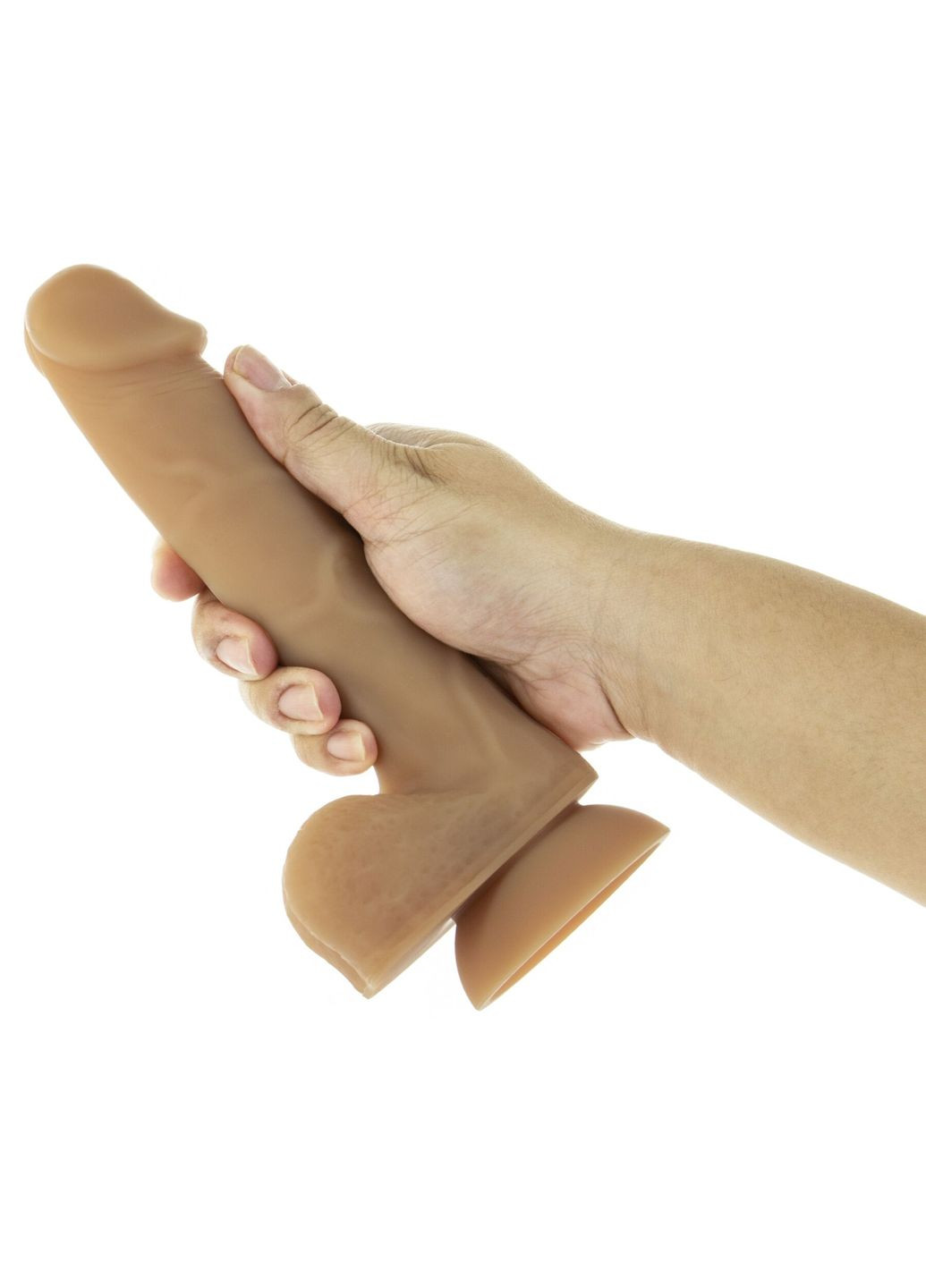 Гибкий фаллоимитатор на присоске - ANDREW 8″ Silicone Dong - Caramel, виброшар. ADDICTION (296627441)