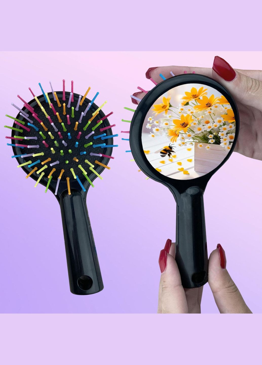 Гребінець для волосся Квіти #0017 Чорний No Brand (315044852)